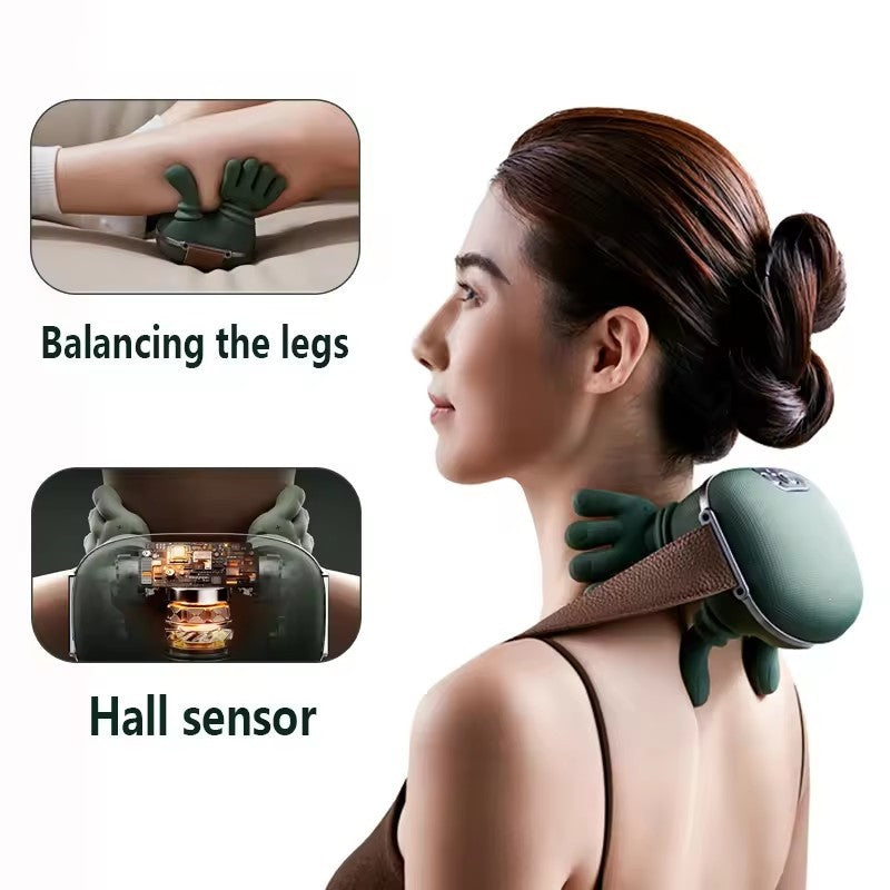 Trådlös 4D Nack- och Axelmassagerare med Värme – För Avslappning & Smärtlindring