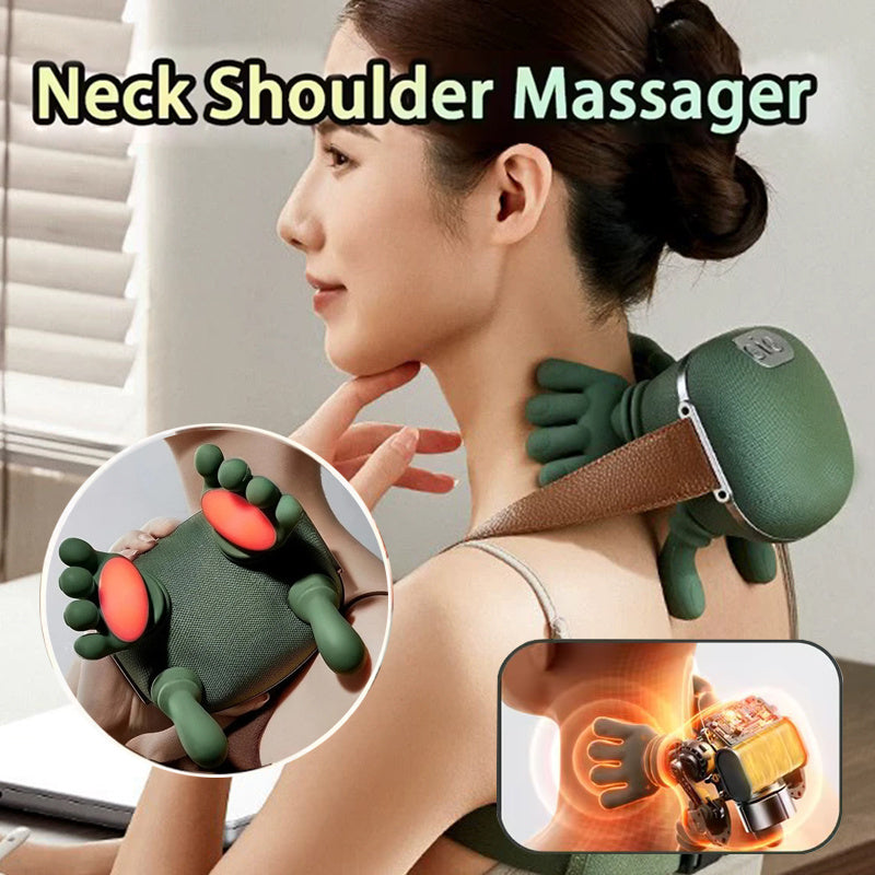 Trådlös 4D Nack- och Axelmassagerare med Värme – För Avslappning & Smärtlindring